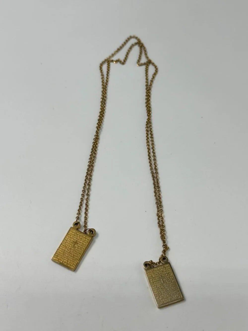 Steel Time Gold Stainless Steel Scapular Necklace Lords Prayer 28.5